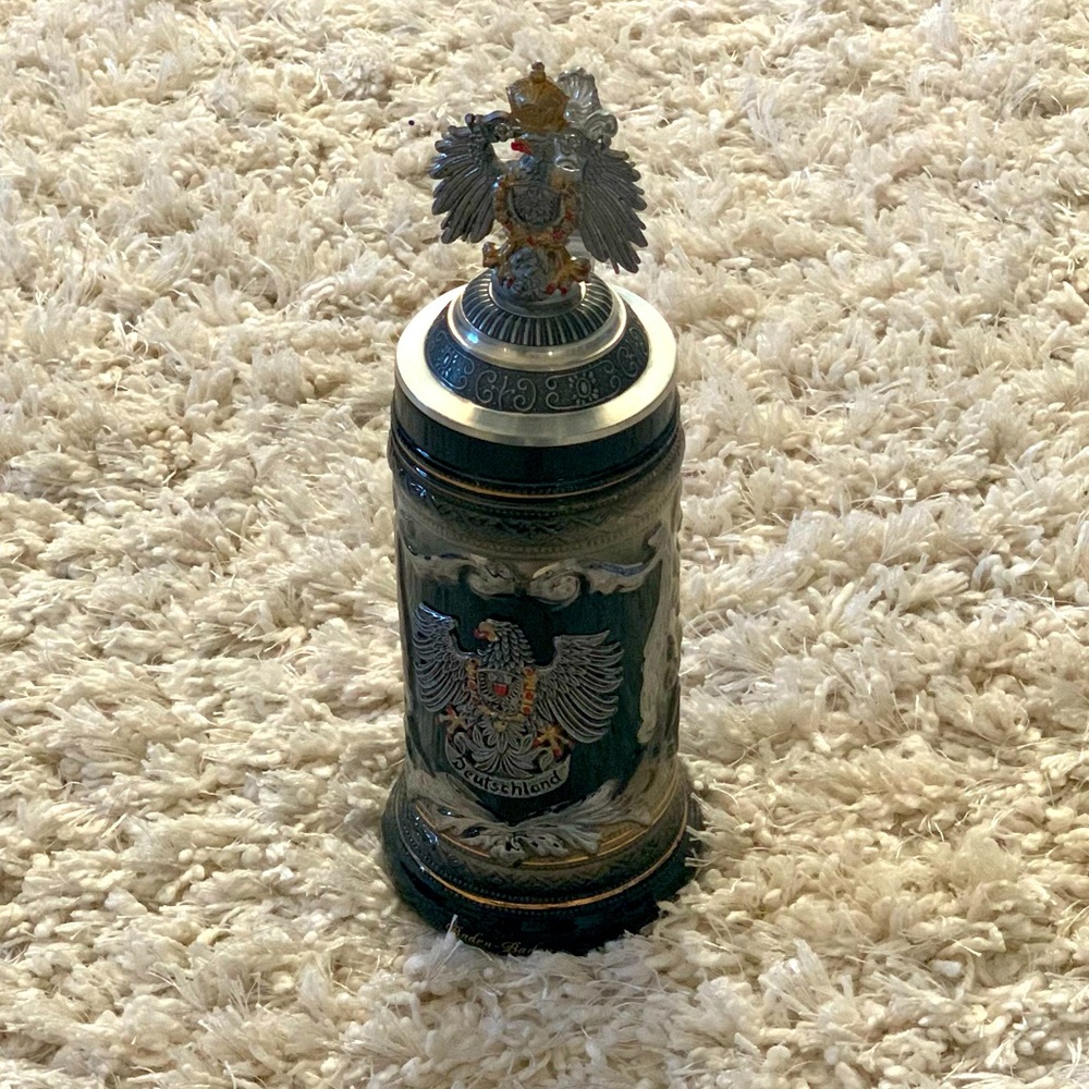 Traditional Large German Deutschland Beer Stein with Lid